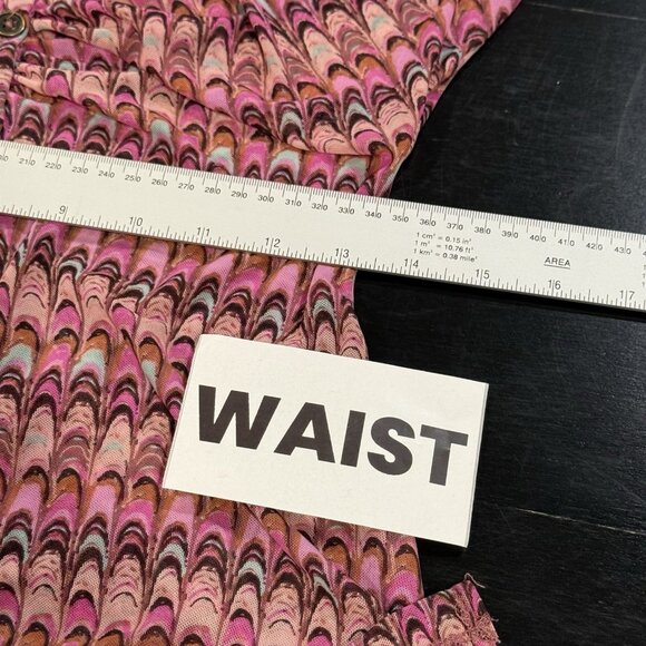 Free People Lucky Shirtee Sz M Pink Psychedelic Shirred Sheer Mesh Shirt - Picture 7 of 9